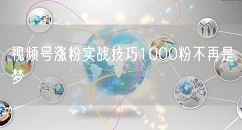 视频号涨粉实战技巧1000粉不再是梦