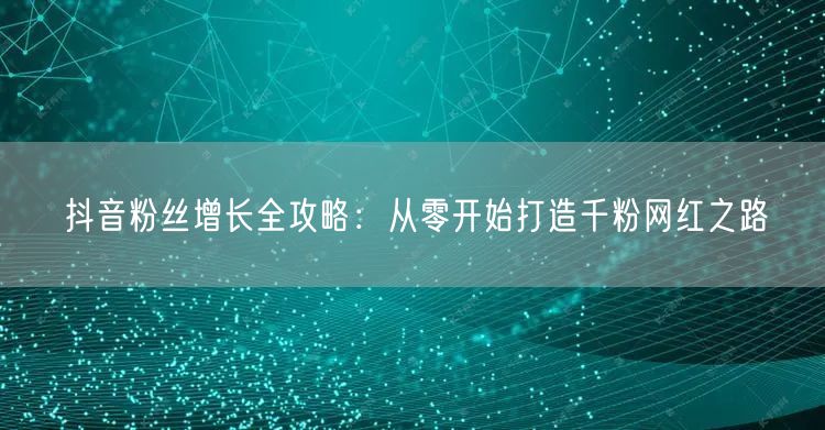 抖音粉丝增长全攻略：从零开始打造千粉网红之路